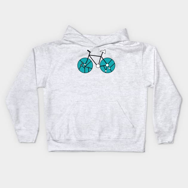 Bike in teal Kids Hoodie by CocoDes